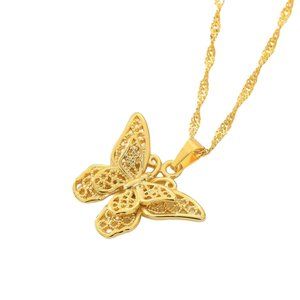 Butterfly Necklace ,With Gift Box, 24K Gold Plated